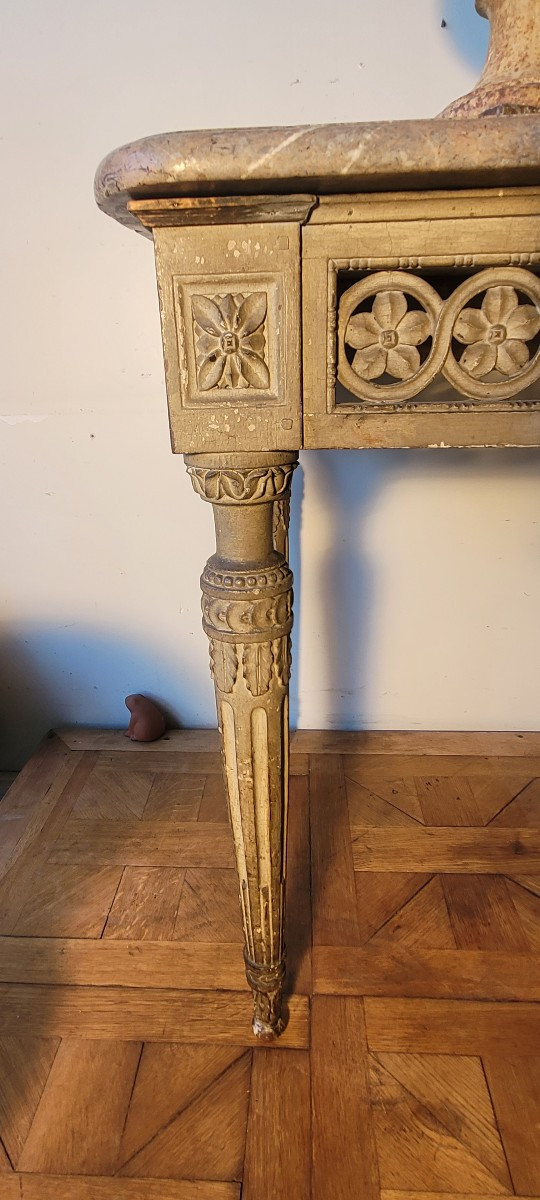 Louis XVI Period Painted Wooden Console Table With Four Legs-photo-4