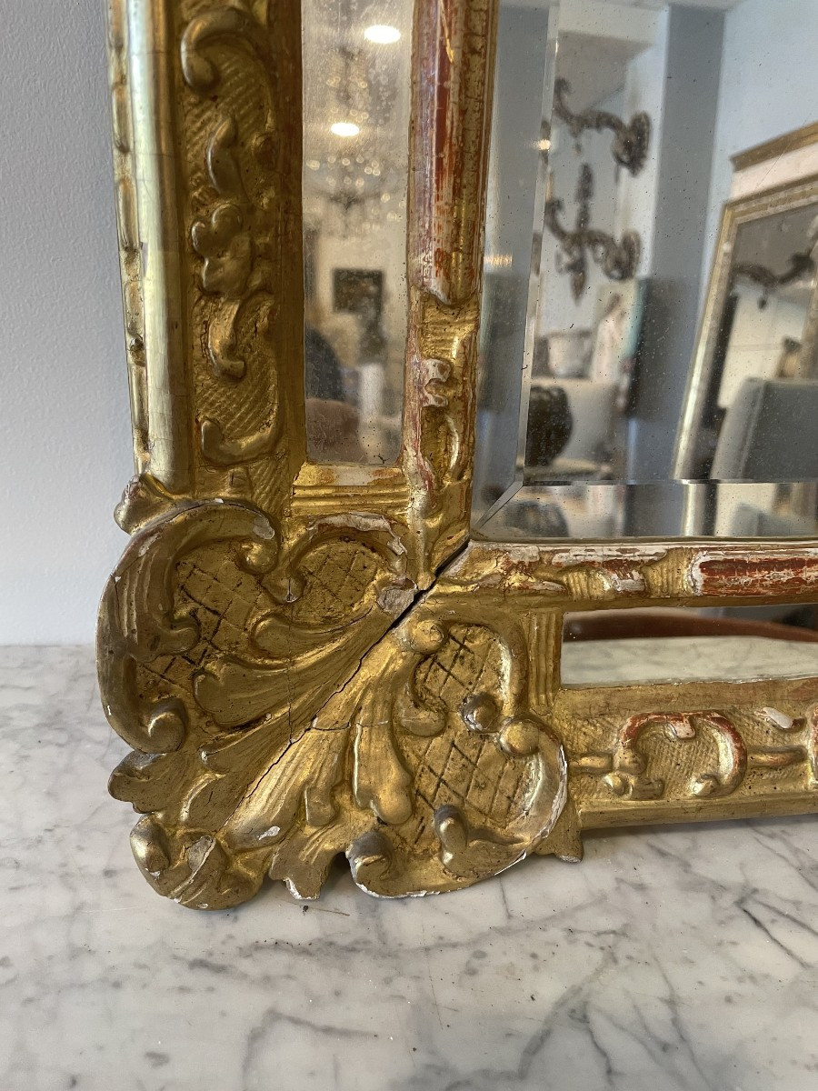 Gilded Wood Mirror Regency Period XVIII Century-photo-2