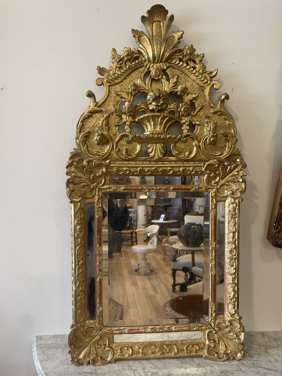 Gilded Wood Mirror Regency Period XVIII Century-photo-3
