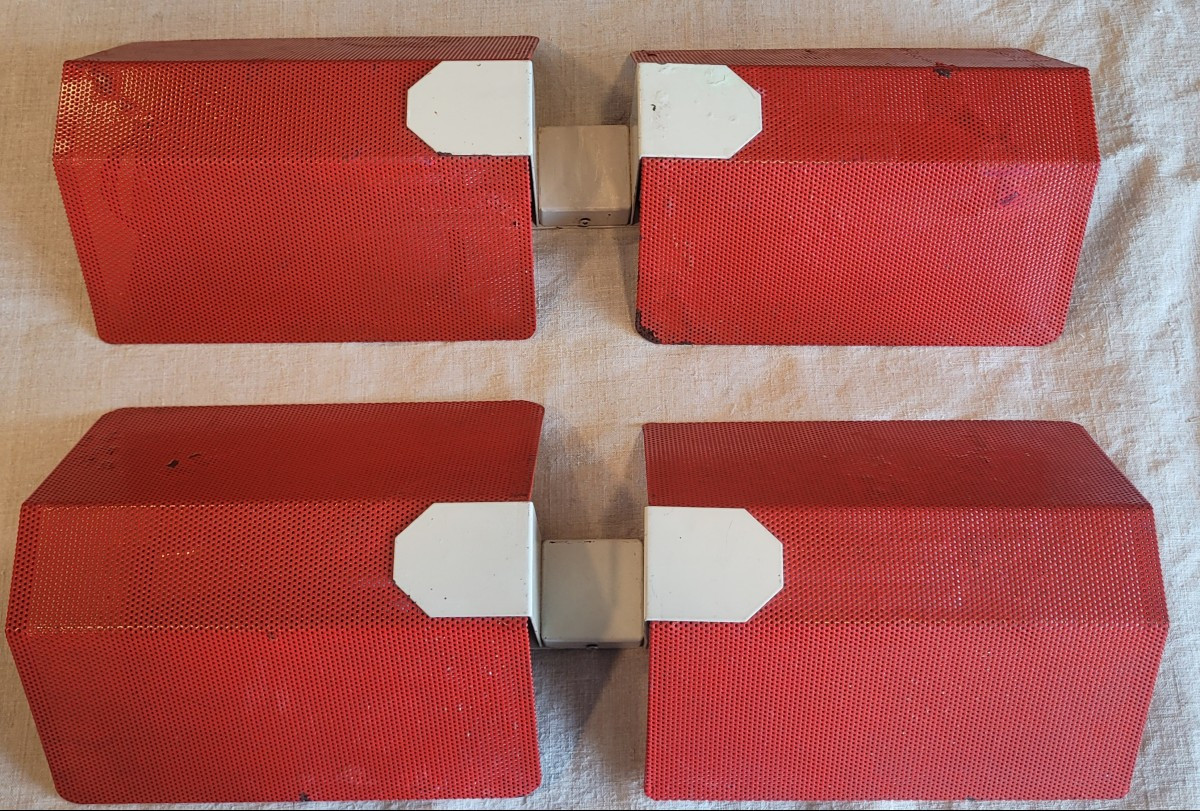 Pair Of Perforated Metal Wall Lights In The Mathieu Matégot Style From The 50s-photo-3