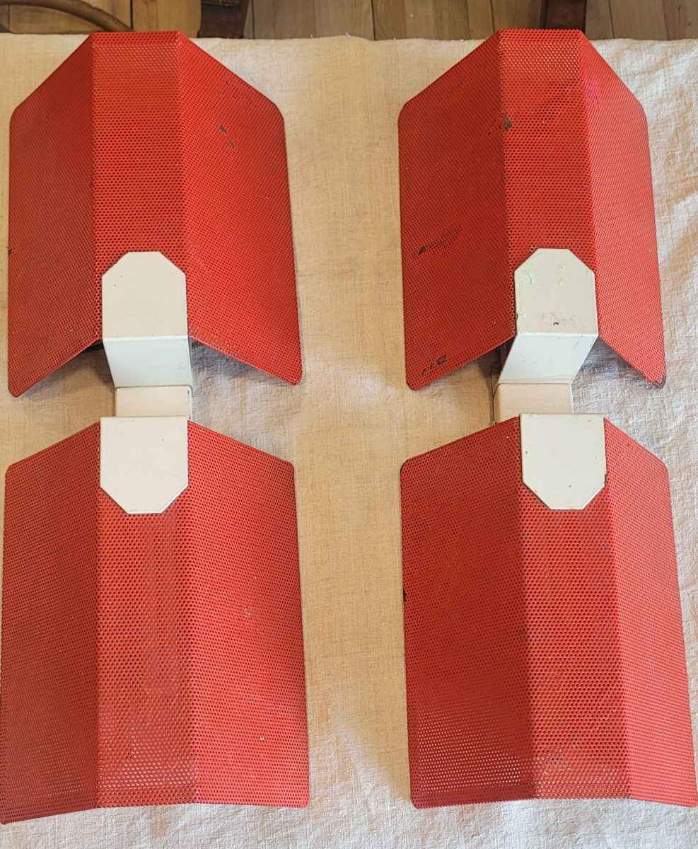 Pair Of Perforated Metal Wall Lights In The Mathieu Matégot Style From The 50s