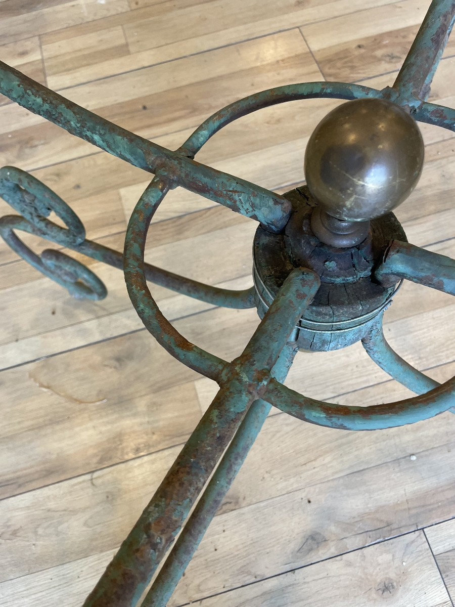Garden Base With Beautiful Original Green Patina-photo-3
