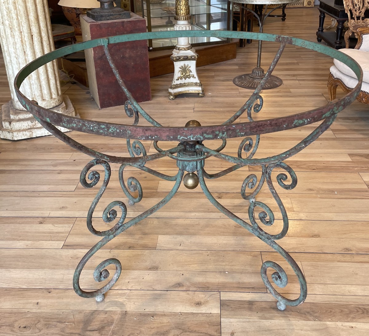 Garden Base With Beautiful Original Green Patina