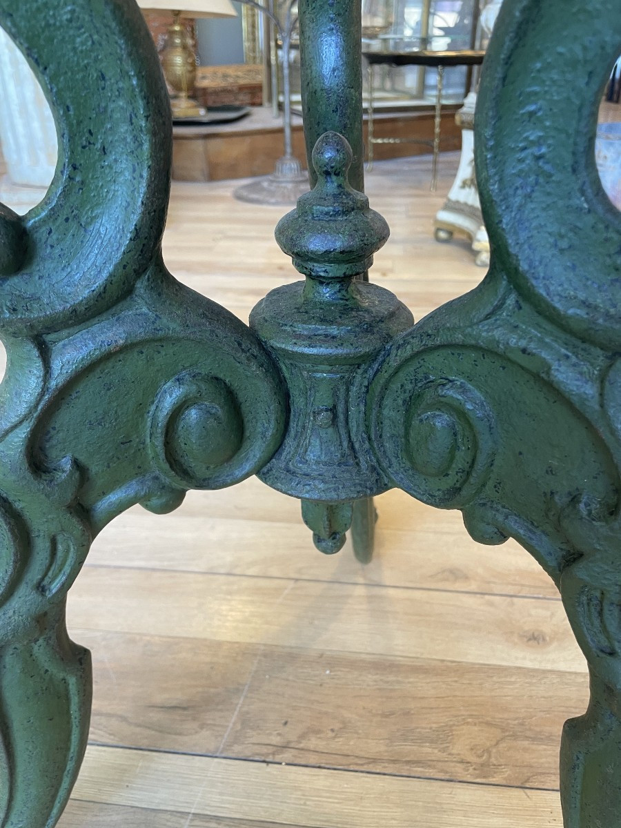 Garden Pedestal Table From The 1900s With Its Marble Top-photo-2
