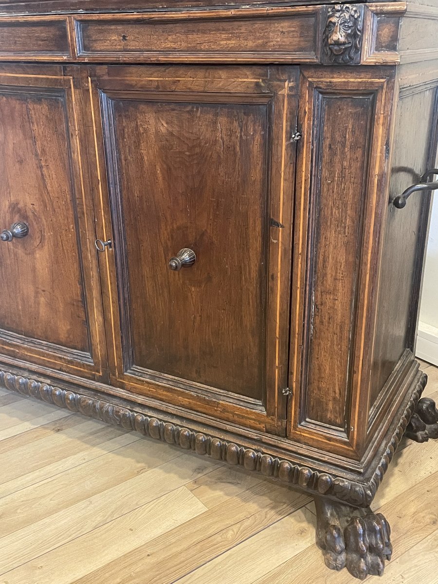 Cabinet Meuble italien en noyer  époque XVII eme siécle-photo-4