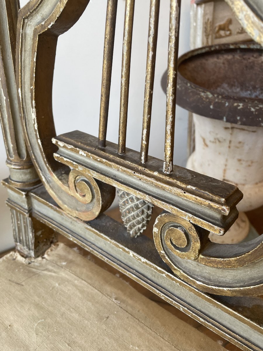 Pair Of Chairs With Lyre-shaped Backrests, Louis XVI Period-photo-2