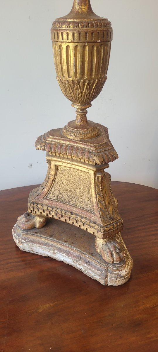 Gilded Wooden Candle Holder, Late 18th Century-photo-2