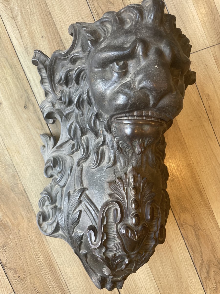 Tête de lion en bronze époque XIX éme siécle -photo-2