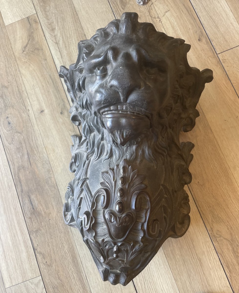Tête de lion en bronze époque XIX éme siécle -photo-3