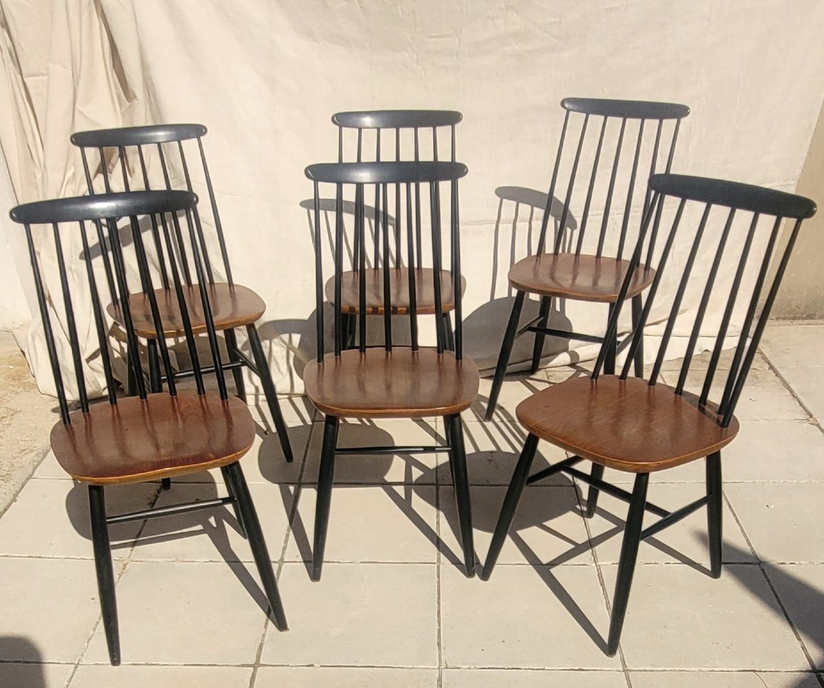 Suite de 6 Chaises Scandinaves Ilmari Tapiovaara années 60-photo-4