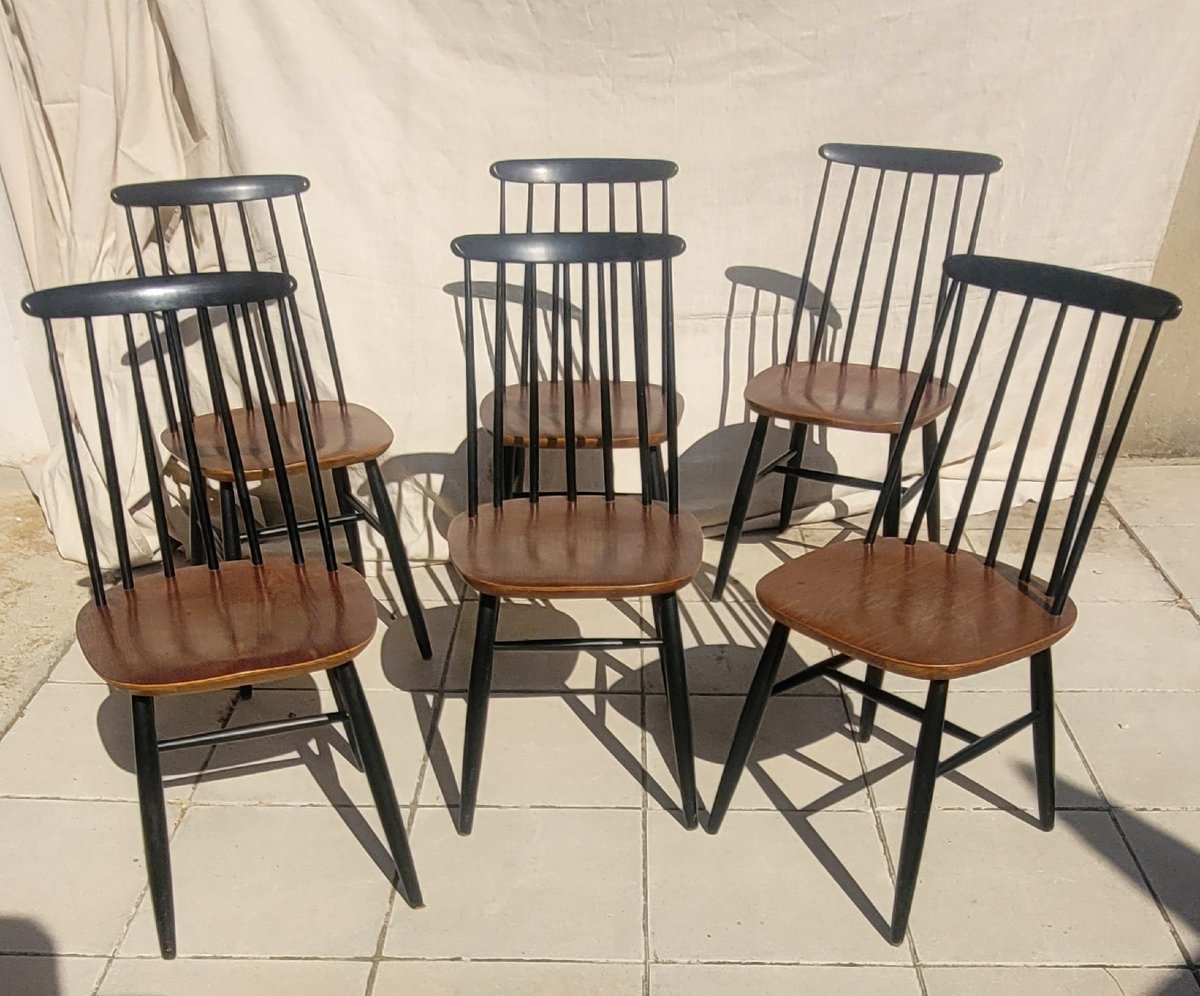 Suite de 6 Chaises Scandinaves Ilmari Tapiovaara années 60