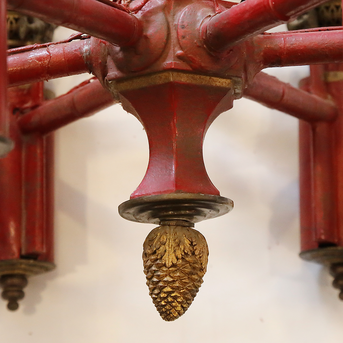 A Tole Metal Chandelier 1940s-photo-3