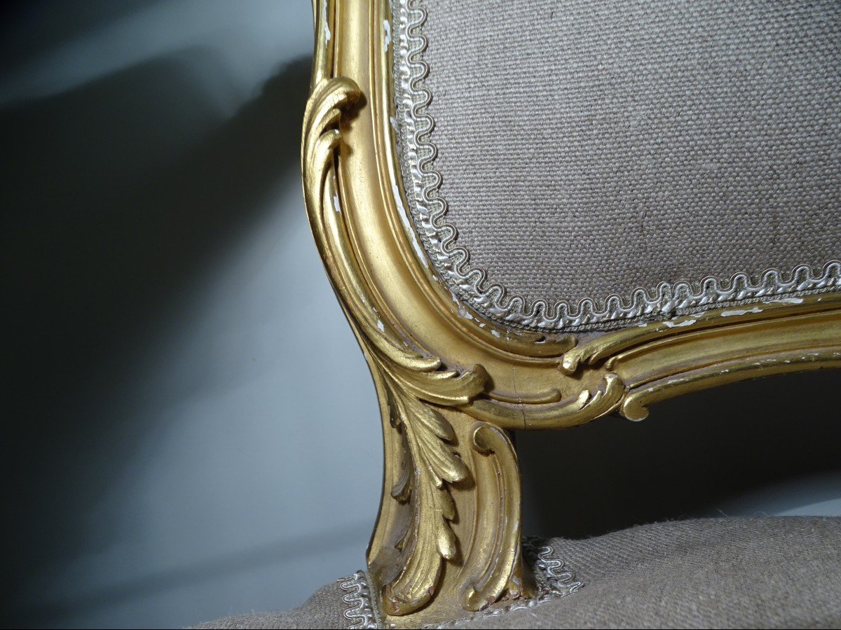 Large Armchair In Golden Wood Napoleon III Period XIX-photo-3