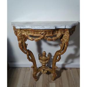 Console d'époque Louis XV En Bois Doré XVIII ème Siècle