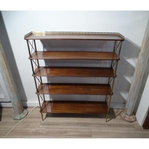 Shelf Attributed To Maison Jansen In Mahogany And Golden Brass Circa 1950