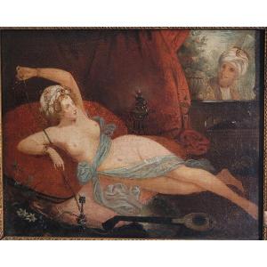 Tableau Orientaliste Odalisque Huile Sur Toile XIX ème