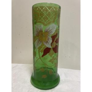 Enameled Glass Vase From The 1900s 