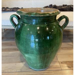 Jarre en terre cuite émaillée époque XIX éme  Tornac