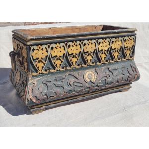 Painted Wooden Planter, Foreign Craft, 19th Century