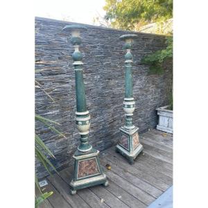 Pair Of Painted Italian Candelabra, 18th Century