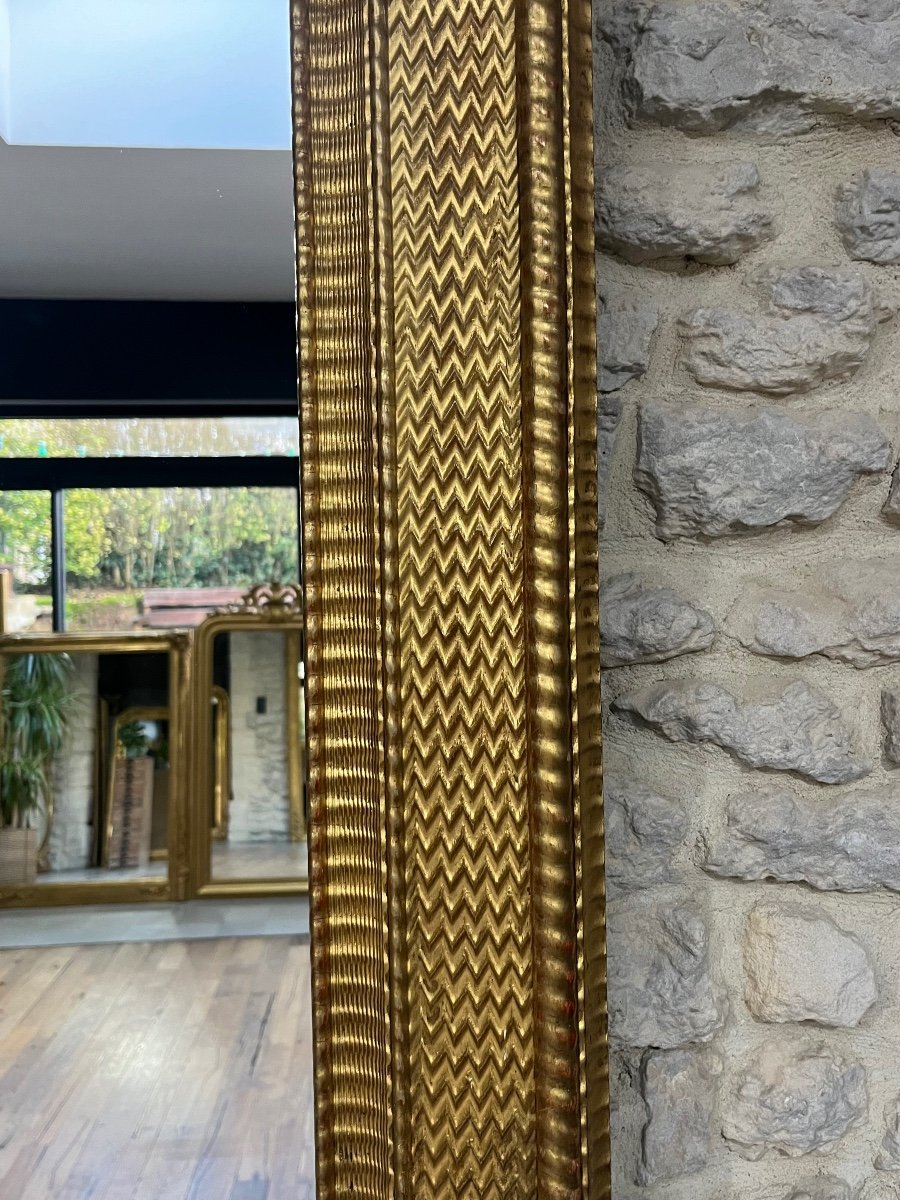 Gilded Fireplace Mirror With Gold Leaf From The Early 19th Century, Glass Not Original-photo-2