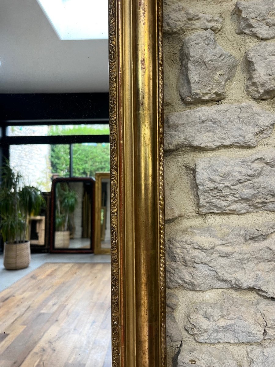 Antique Mirror In-between Mirror Gilded With Gold Leaf 166.5cm/85.5cm, Mercury Glass.-photo-5
