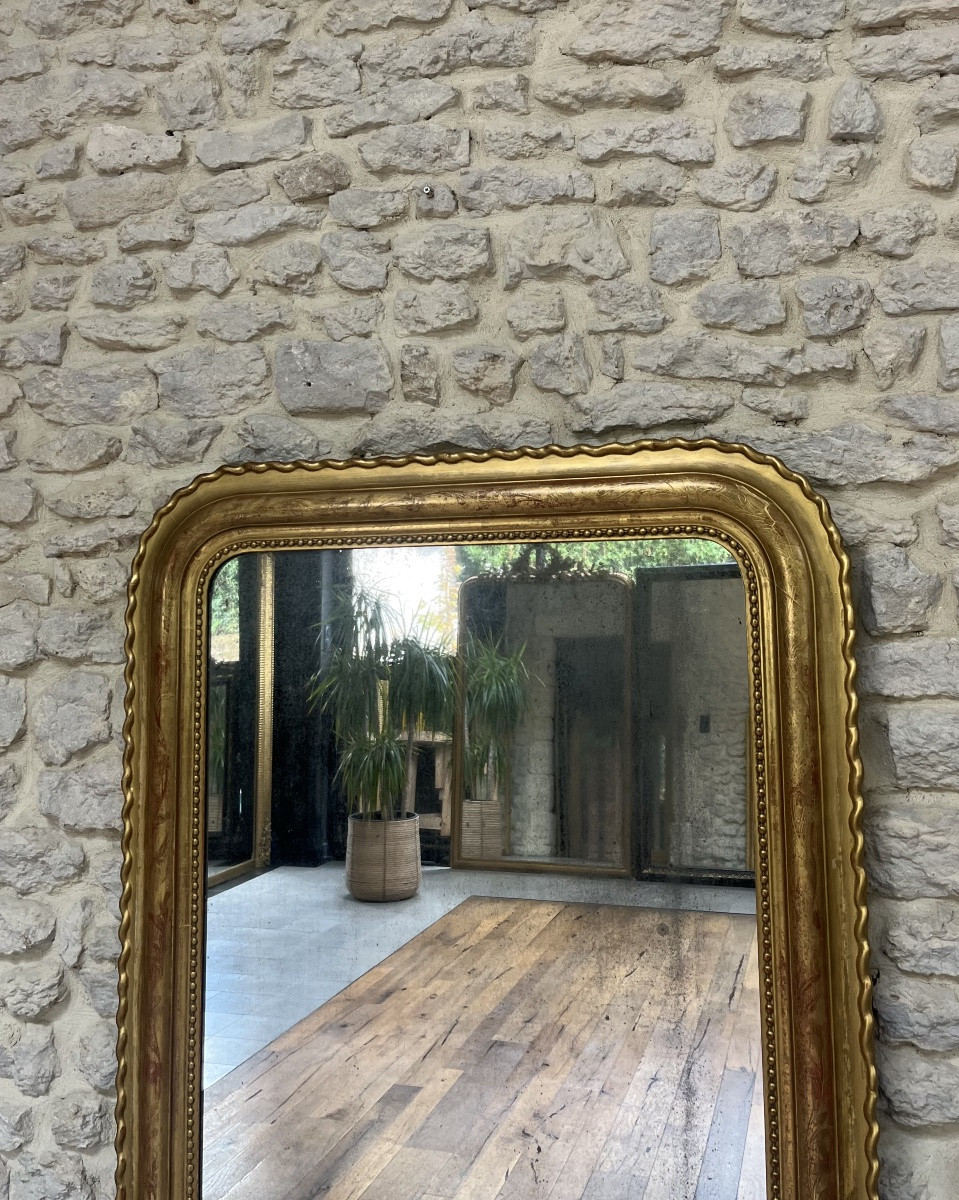 Miroir Louis-philippe De Cheminée Et Perlé Doré à La Feuille D’or 142cm/87,5cm-photo-1
