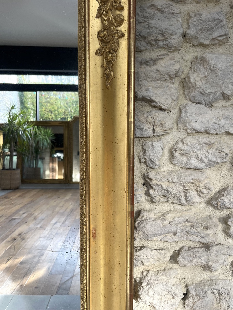 Miroir Ancien Doré à La Feuille D’or, Glace Au Mercure 127cm/106cm-photo-2