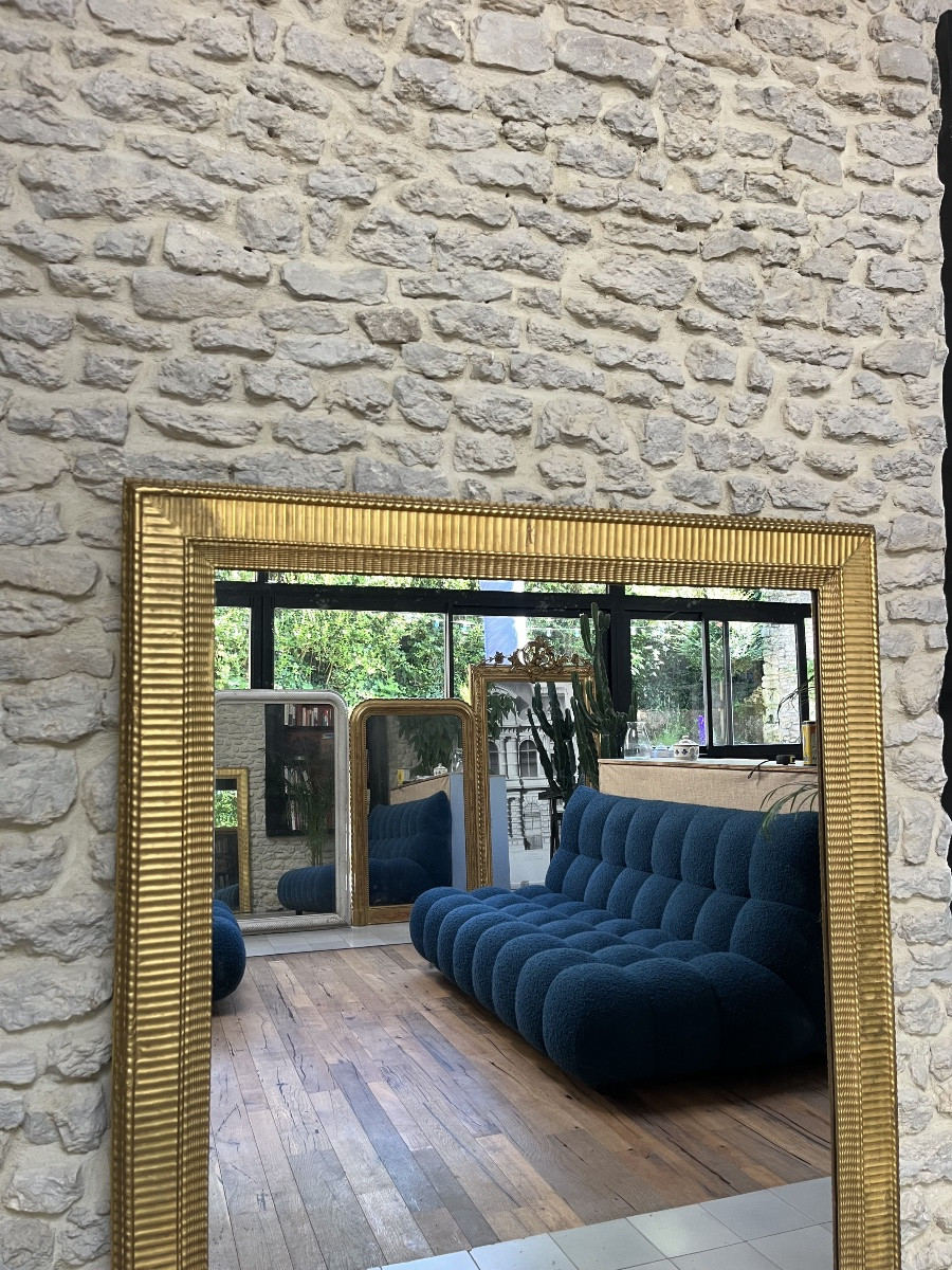 Pair Of Gold Leaf Gilded Mirrors, Directoire Period, Mercury Glass 152cm/125cm-photo-2