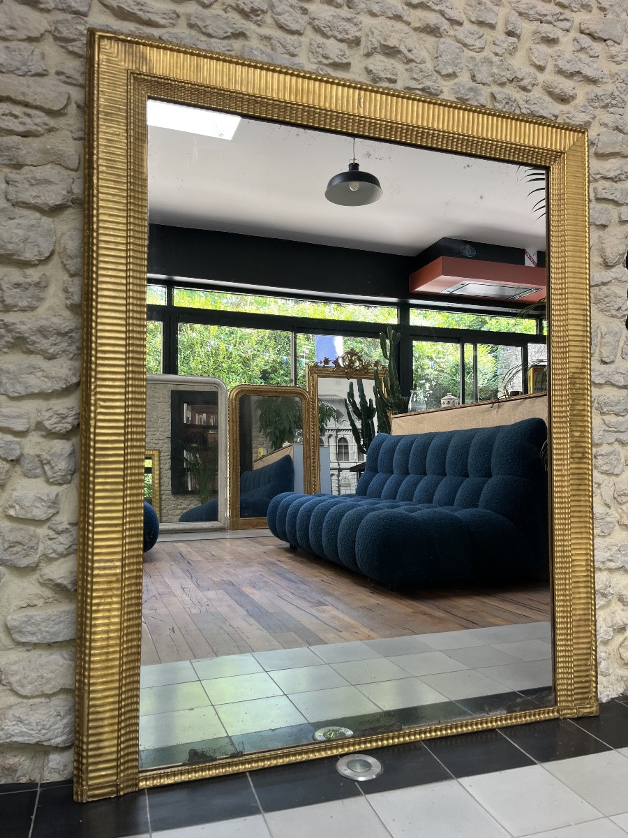 Pair Of Gold Leaf Gilded Mirrors, Directoire Period, Mercury Glass 152cm/125cm-photo-3