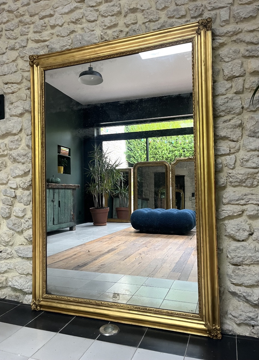 19th Century Mirror Gilded With Gold Leaf And Mercury Glass 149cm/103.5cm  -photo-5