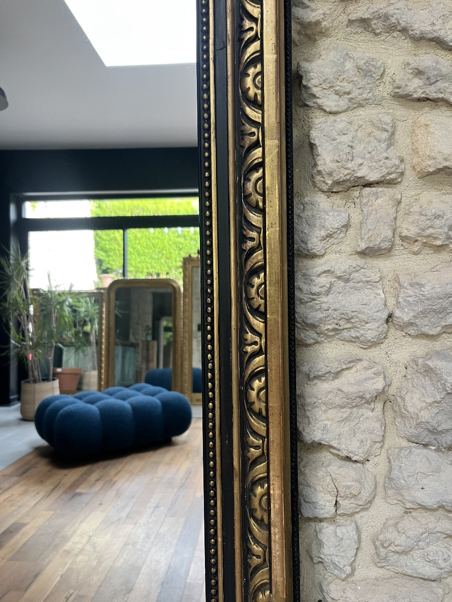 Miroir à fronton époque Napoléon III 174,5cm/107,5cm présence de feuille d’or -photo-2