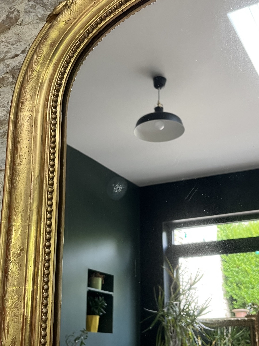 Louis-philippe Mirror With Pediment 159cm/89cm And Gold Leaf Beading -photo-6