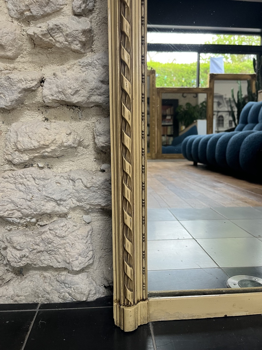 Antique Mirror 176cm Between Two With Louis XVI Pediment, Late 19th Century, Fireplace Trumeau -photo-2