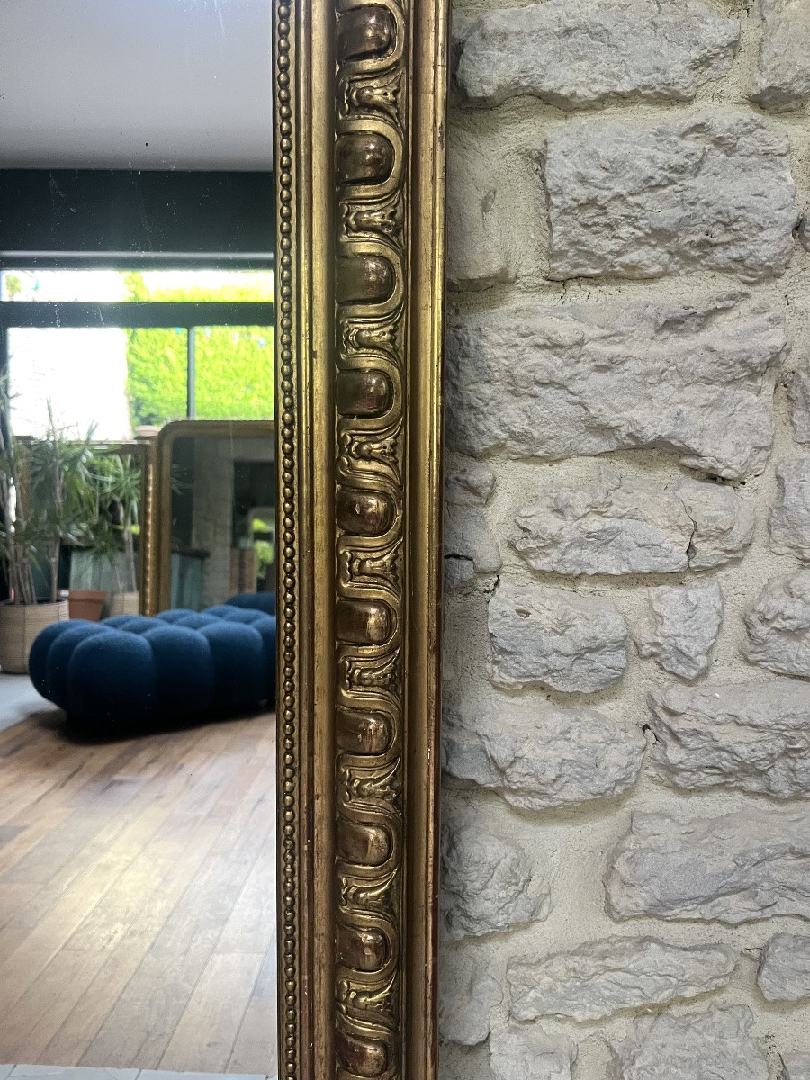 Louis-philippe Mirror With Pediment And Pearls 160.5cm/83.5cm Chimney Trumeau -photo-3