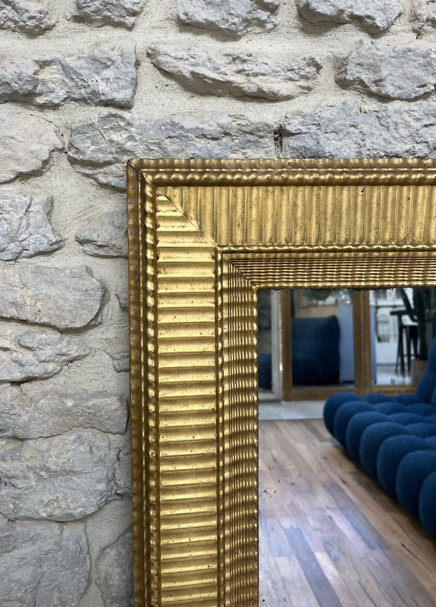 Directoire Period Mirror 152/125cm Gilded With Gold Leaf 19th Century Mercury Glass Trumeau-photo-3