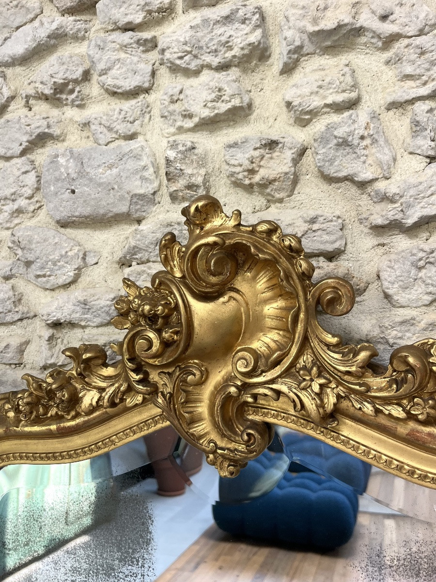 Mirrors With Pediments And Pearls 146cm/83.5cm Gilded With Gold Leaf, Mercury Glass, Trumeau   -photo-7