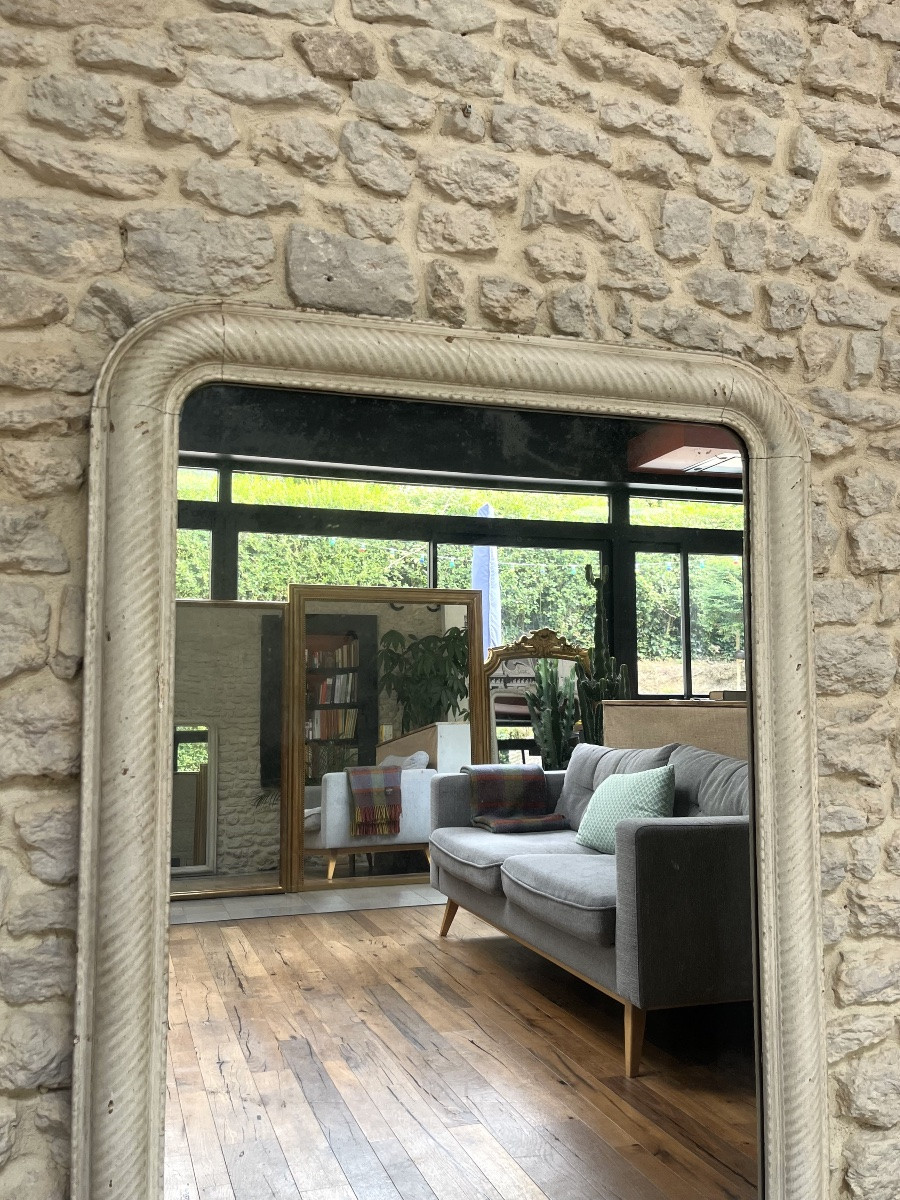 Louis-philippe Mirror 147.5cm/90cm 19th Century, Mercury Glass And Pitted, Parquet Flooring On The Back.-photo-4