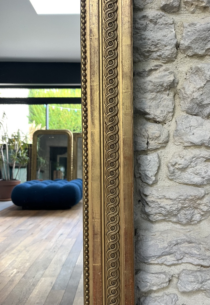 Antique Mirror 151cm/105.5cm Fireplace With Pediment And Pearls, Gold Leaf, Spiral Decorations, Trumeau-photo-5