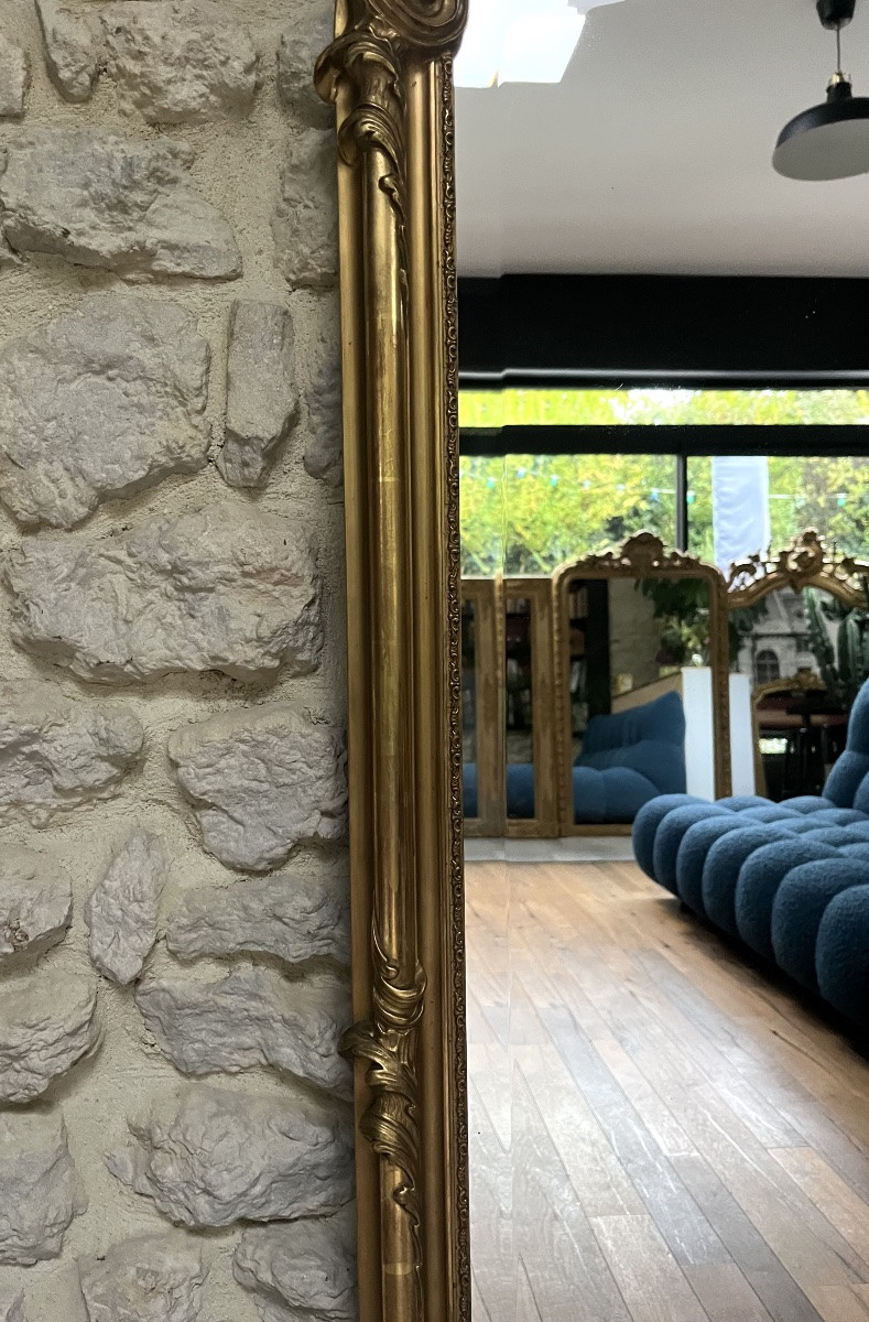 Antique Mirror With Gilded Pediments, 160.5cm/87cm, Louis XV Style, Beveled Glass-photo-4