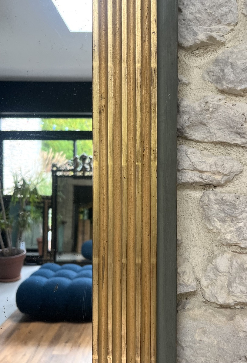 Antique Directoire Period Mirror Gilded With Gold Leaf, 62cm/56.5cm Mercury Glass And Pitted.-photo-2