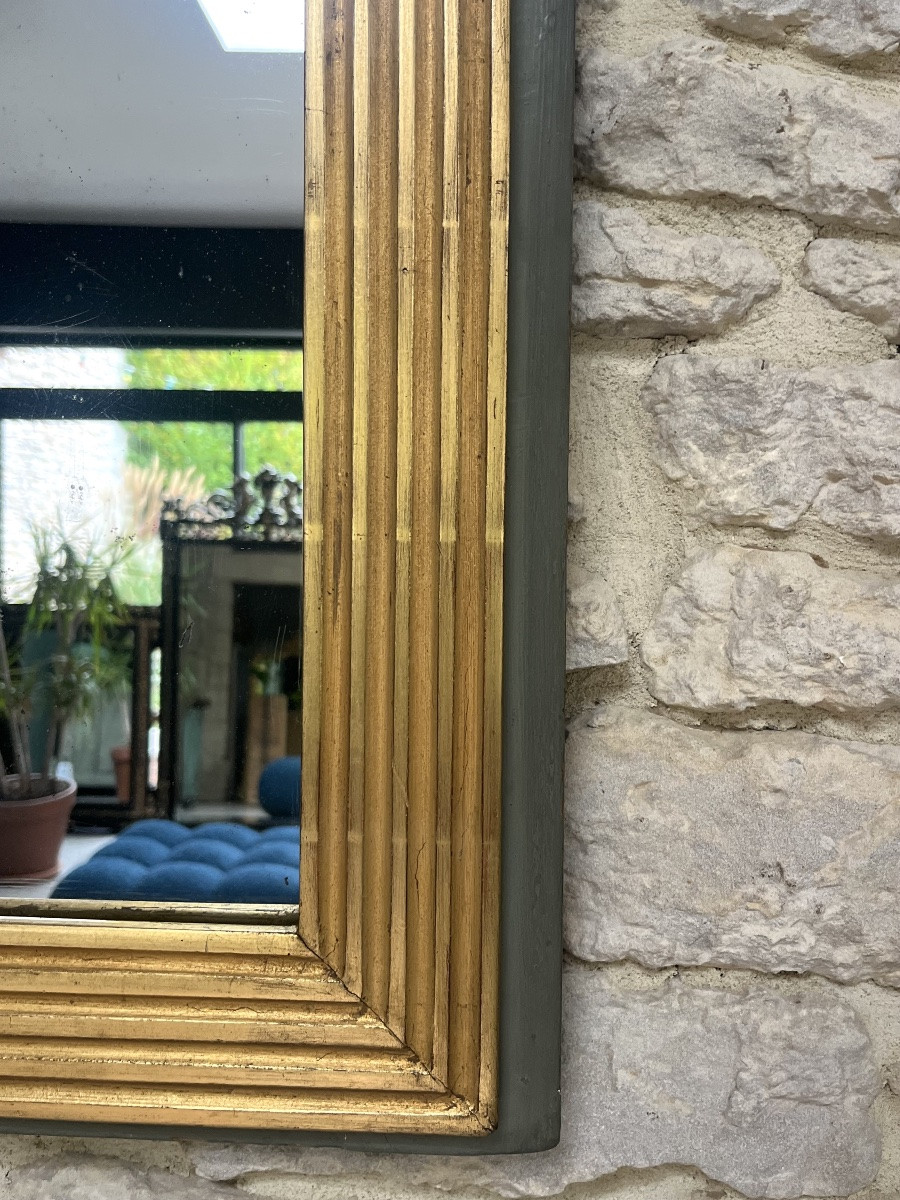 Antique Directoire Period Mirror Gilded With Gold Leaf, 62cm/56.5cm Mercury Glass And Pitted.-photo-5