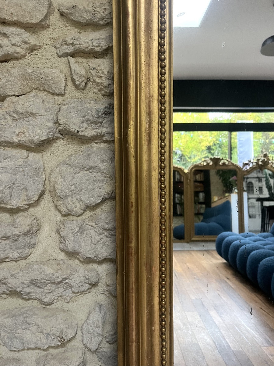 Miroir ancien Louis-Philippe à fronton doré à la feuille d’or 163/100cm glace mercure trumeau  -photo-2