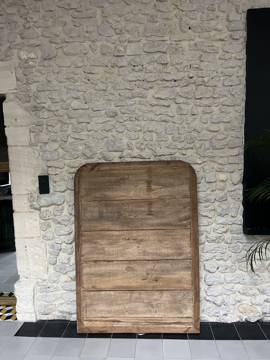 Antique Louis-philippe Beaded Mirror, 140/99.5cm, Gilded With Gold Leaf, Mercury Glass, Trumeau Style  -photo-7