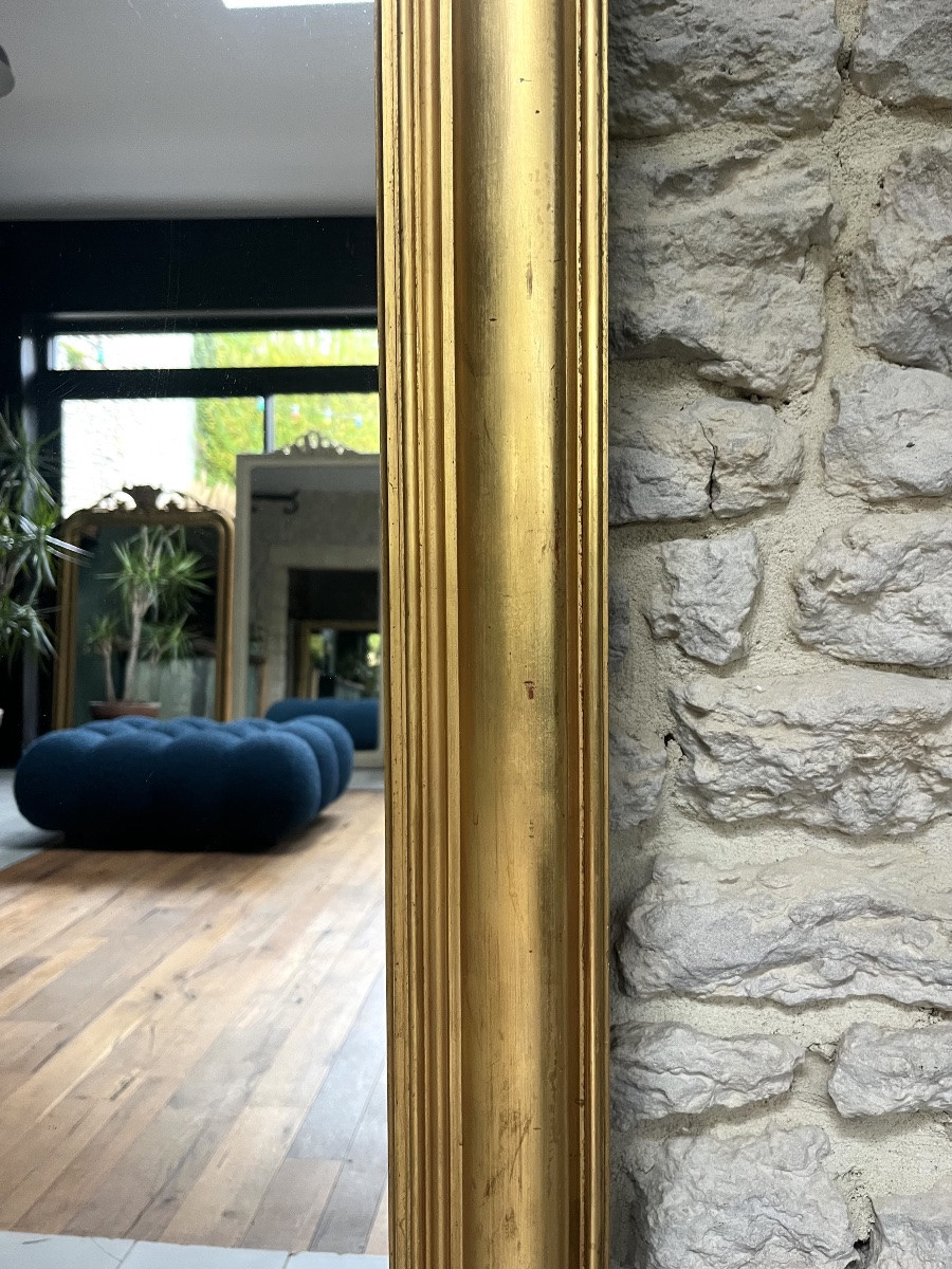 Antique Trumeau Fireplace Mirror, 138.5/100.5cm, Gilded With Gold Leaf, Mercury Glass -photo-6