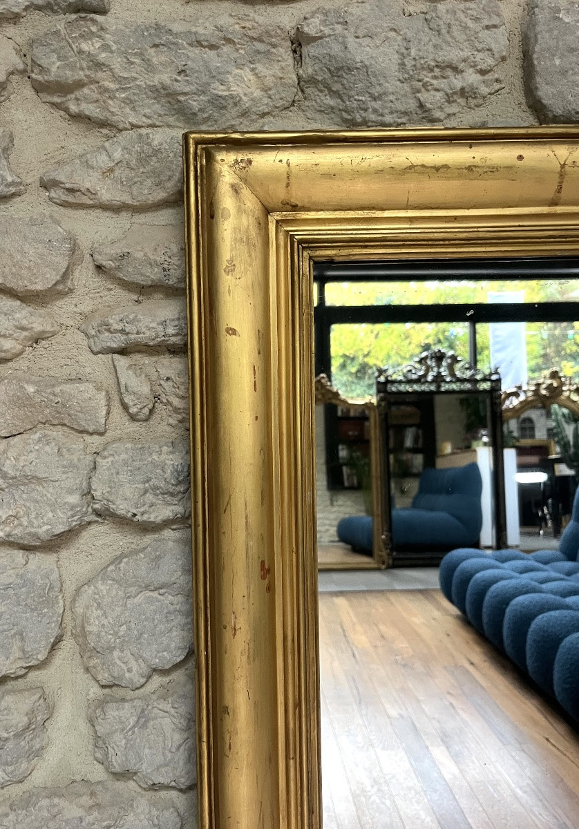 Antique Gilded Fireplace Mirror, 147/106cm, With Mercury Glass. -photo-2