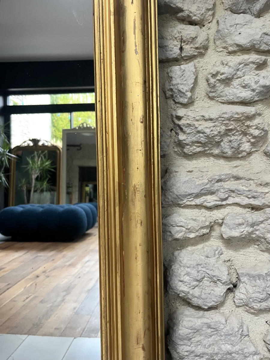 Antique Gilded Fireplace Mirror, 147/106cm, With Mercury Glass. -photo-3