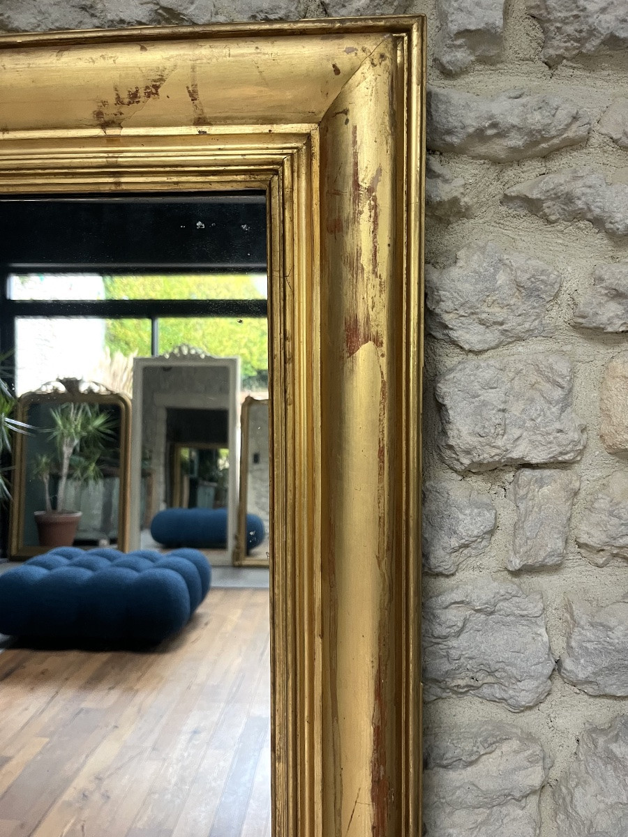 Antique Gilded Fireplace Mirror, 147/106cm, With Mercury Glass. -photo-4