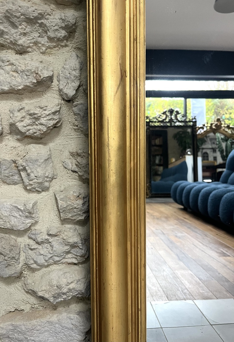 Antique Gilded Fireplace Mirror, 147/106cm, With Mercury Glass. -photo-7