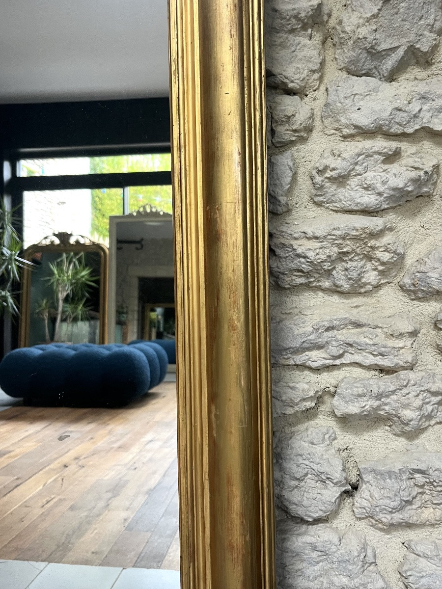 Antique Fireplace Mirror, 144.5/107cm, Gilded With Gold Leaf, Mercury Glass, Overmantel -photo-3